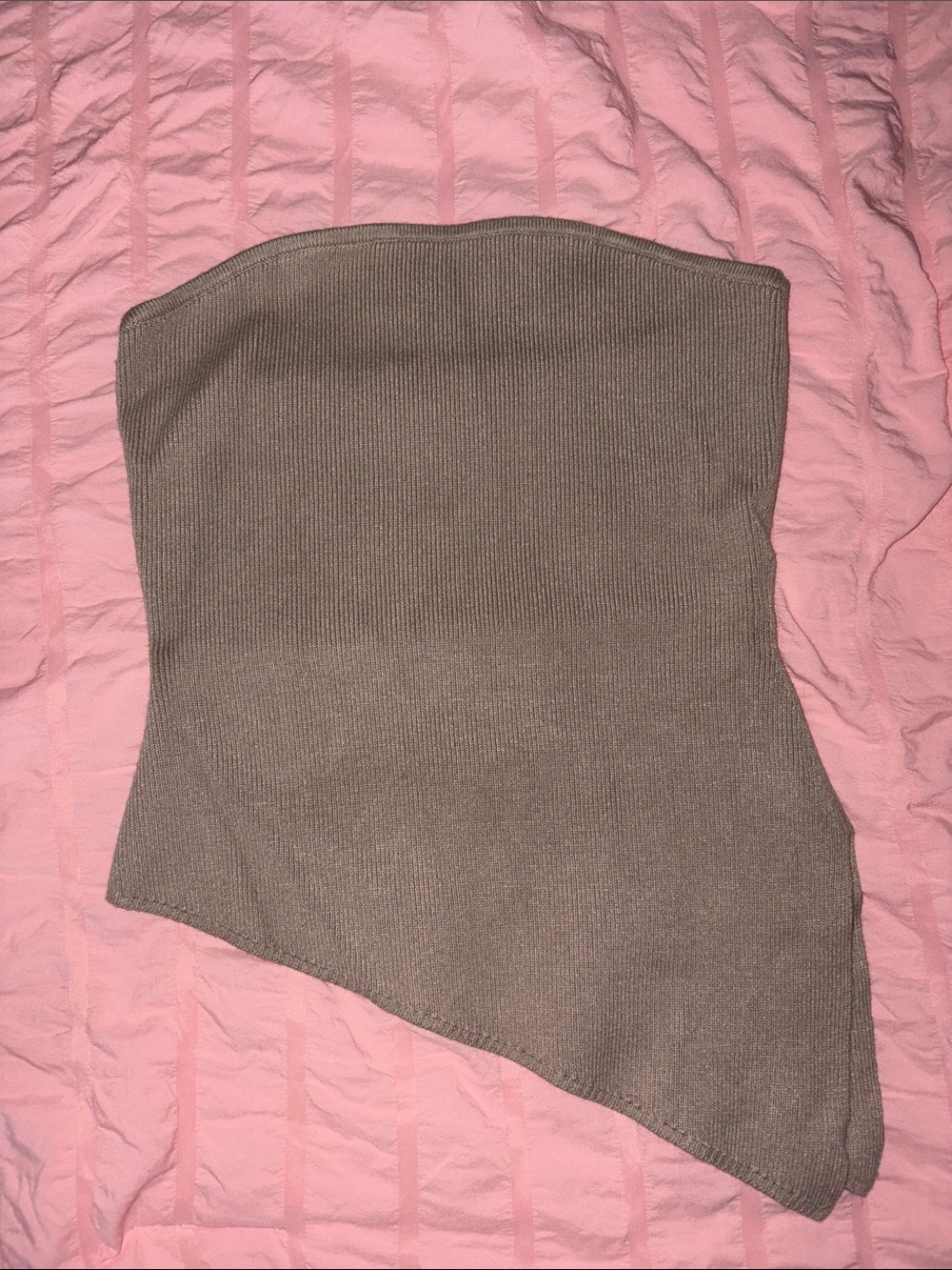 Dynamite Asymmetric Taupe Strapless Knit Top - Women Sweater